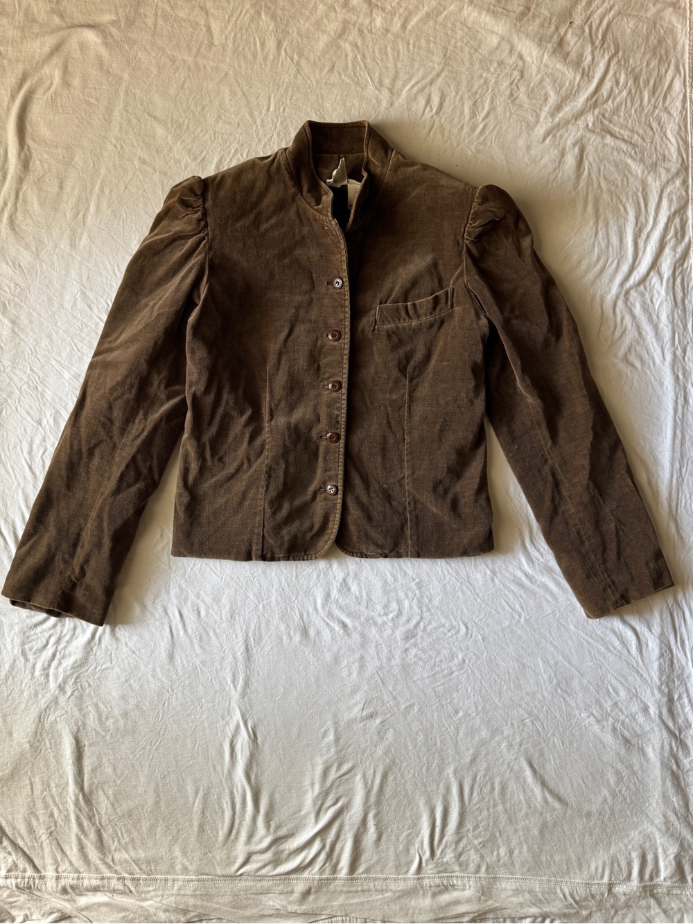 VTG 80s Brown Velvet Fitted Blazer Women S Puff Sleeve Victorian Academia Y2K